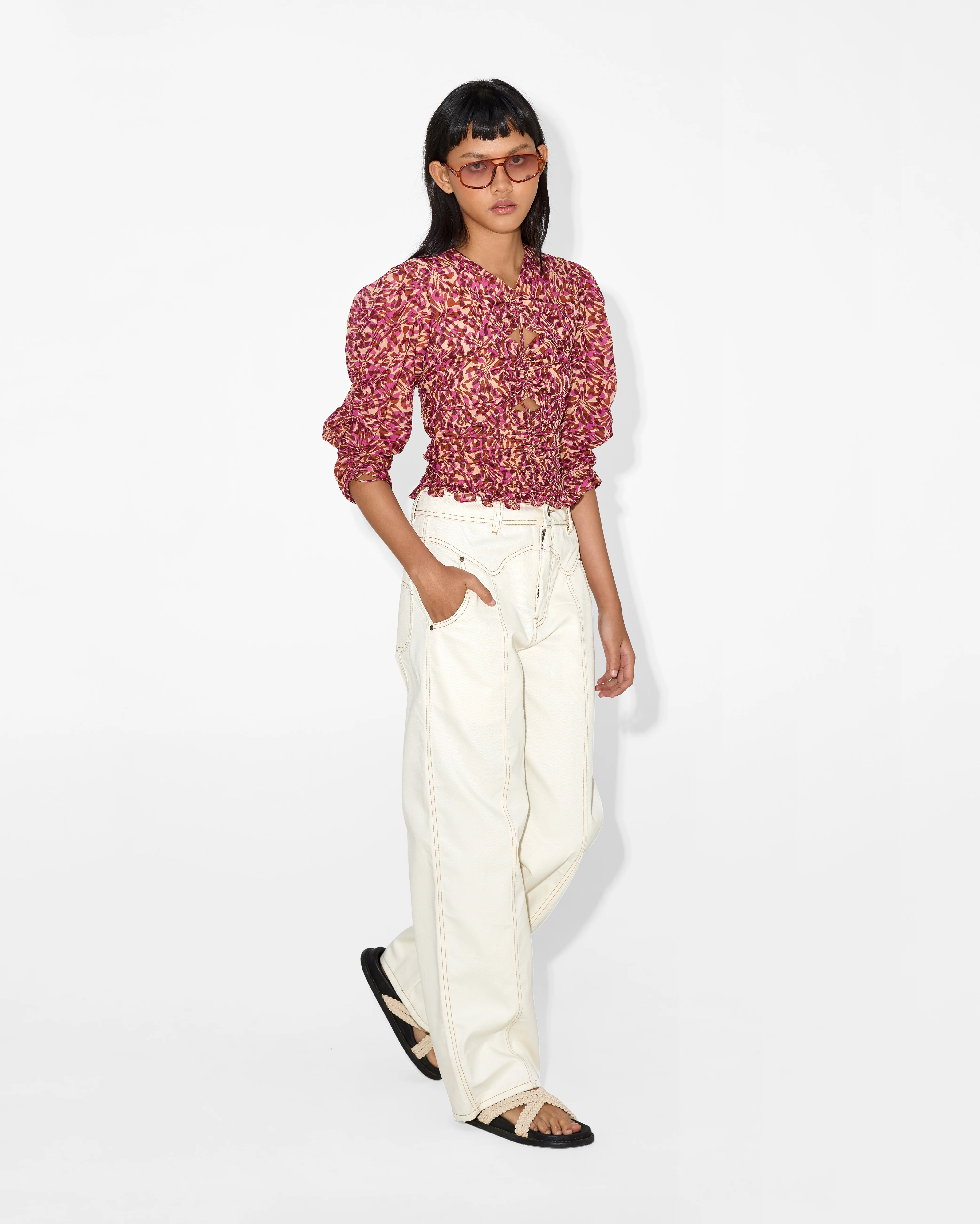 Floral Print Puff Sleeve Blouse