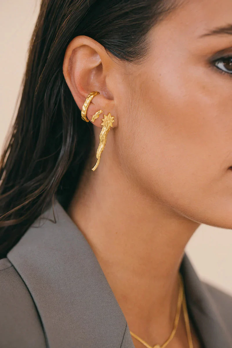 Elegant Curved Textured Earrings