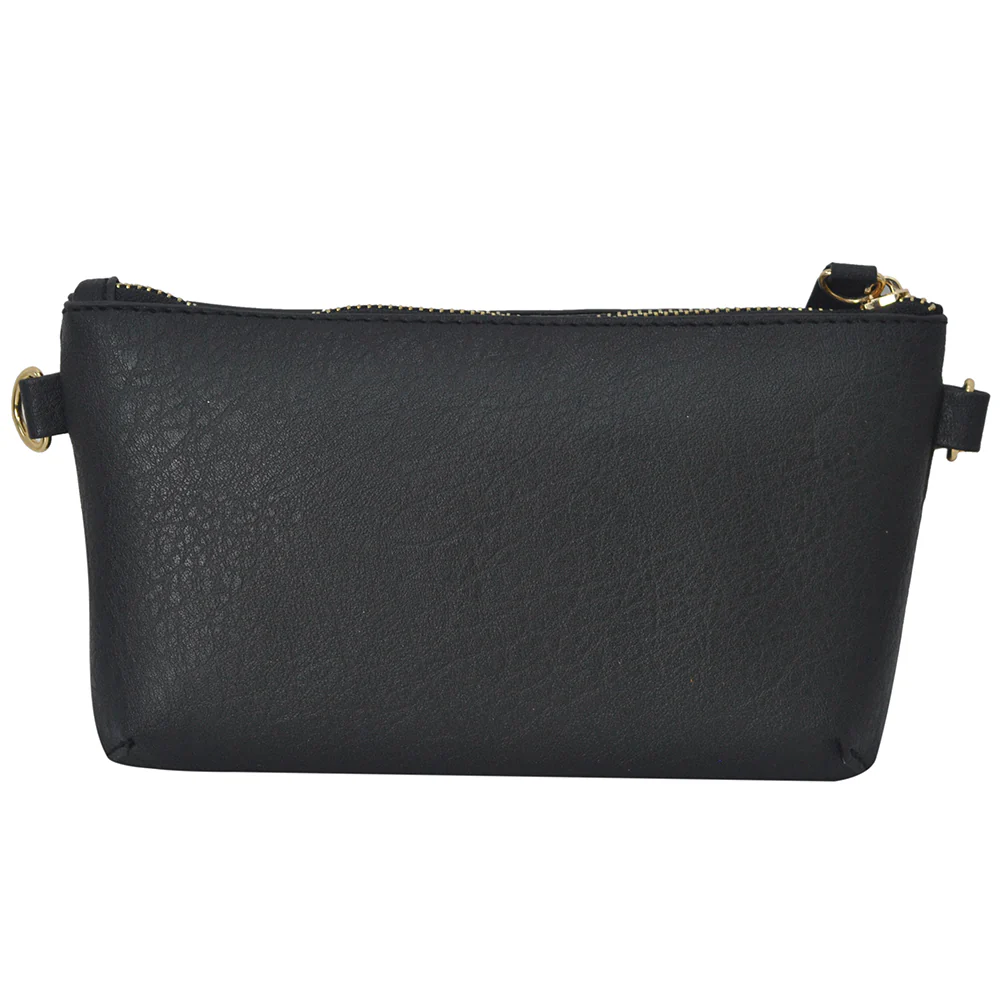 Elegant Black Faux Leather Crossbody Bag