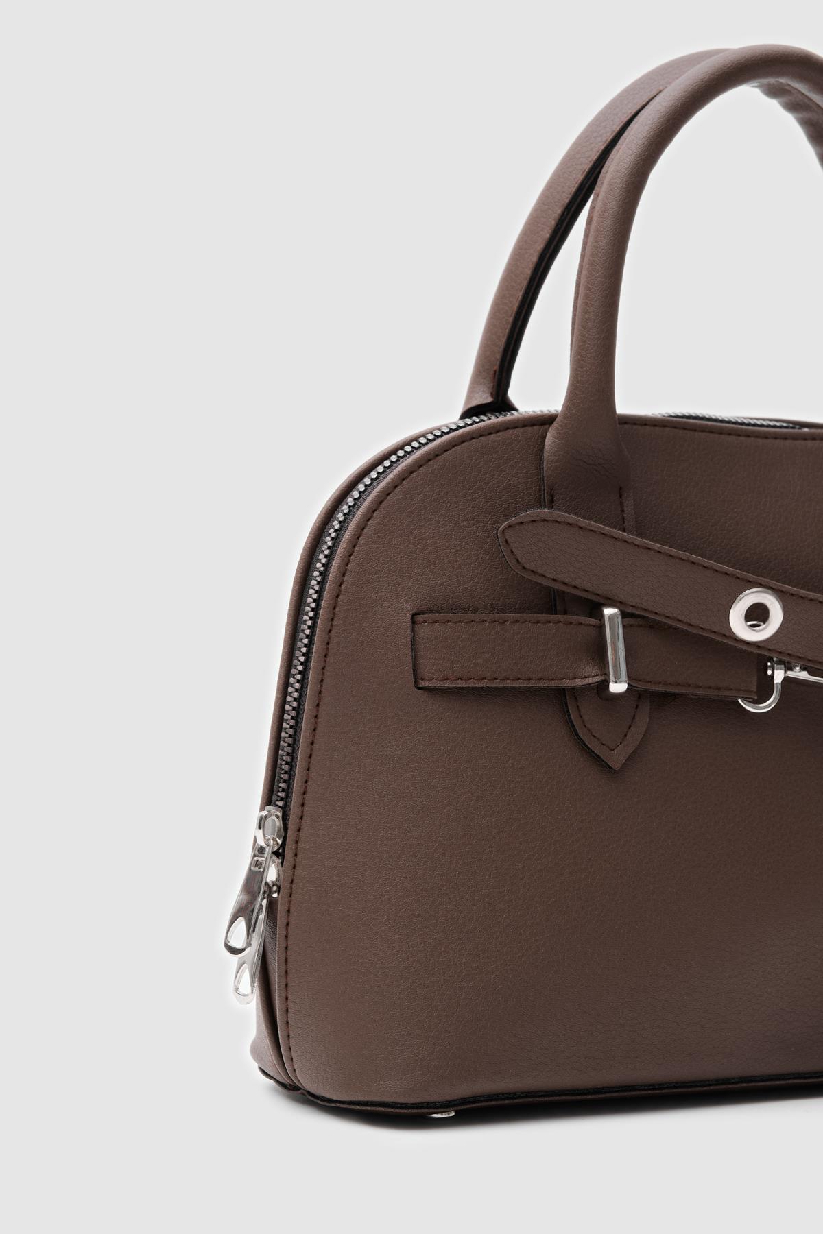 Elegant Brown Faux Leather Handbag