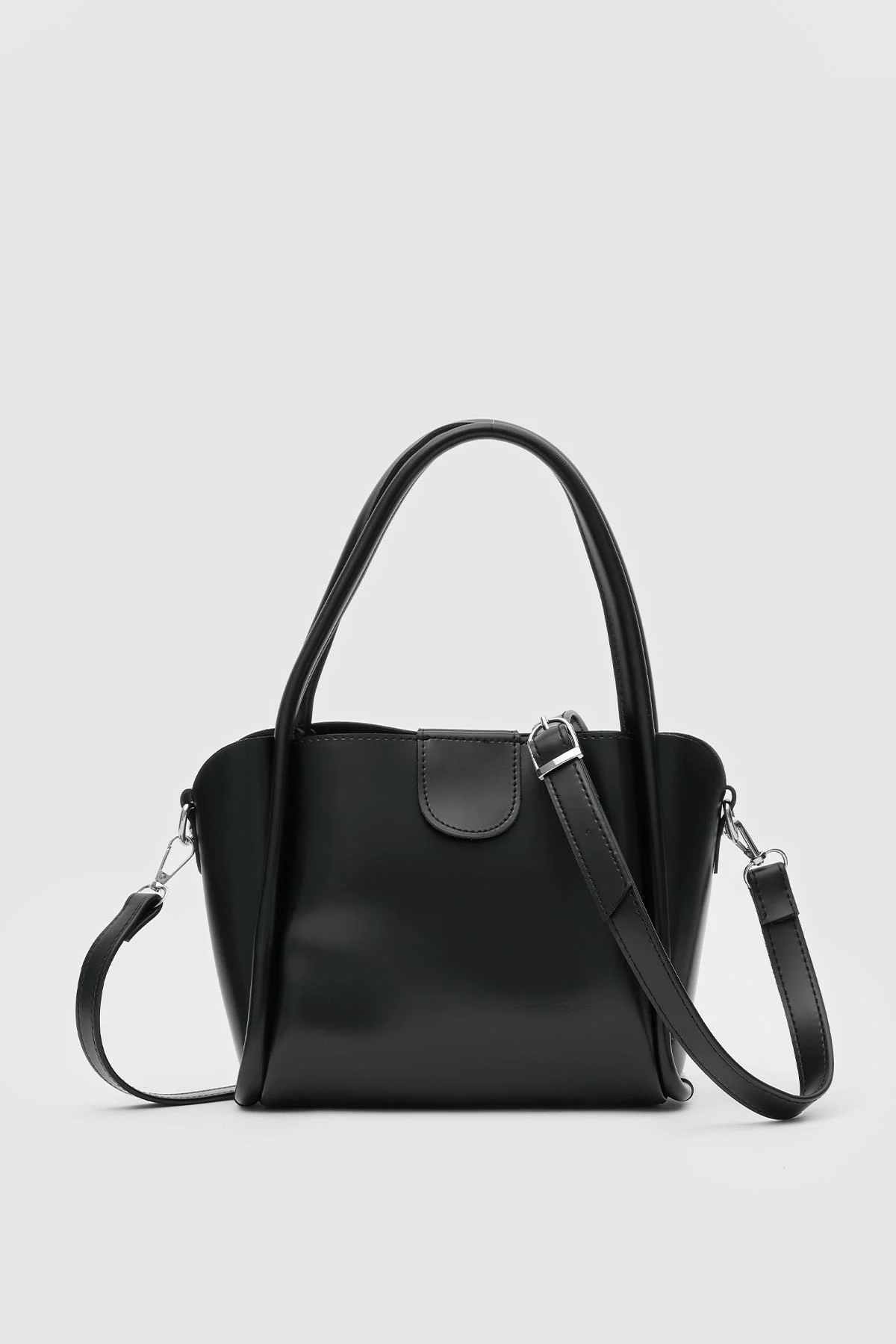 Elegant Black Faux Leather Handbag