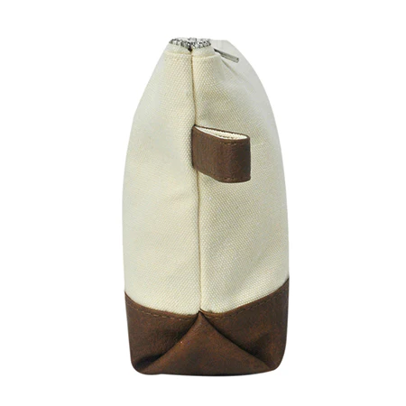 Canvas And Leather Zipper Pouch